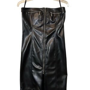 BRAND NEW!!! Sergio Valente Black Vegan Leather Strapless Dress